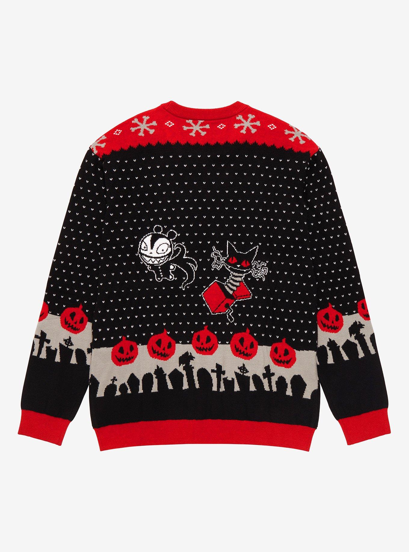 Disney The Nightmare Before Christmas Chibi Jack Skellington & Zero Holiday Sweater - BoxLunch Exclusive, BLACK, alternate