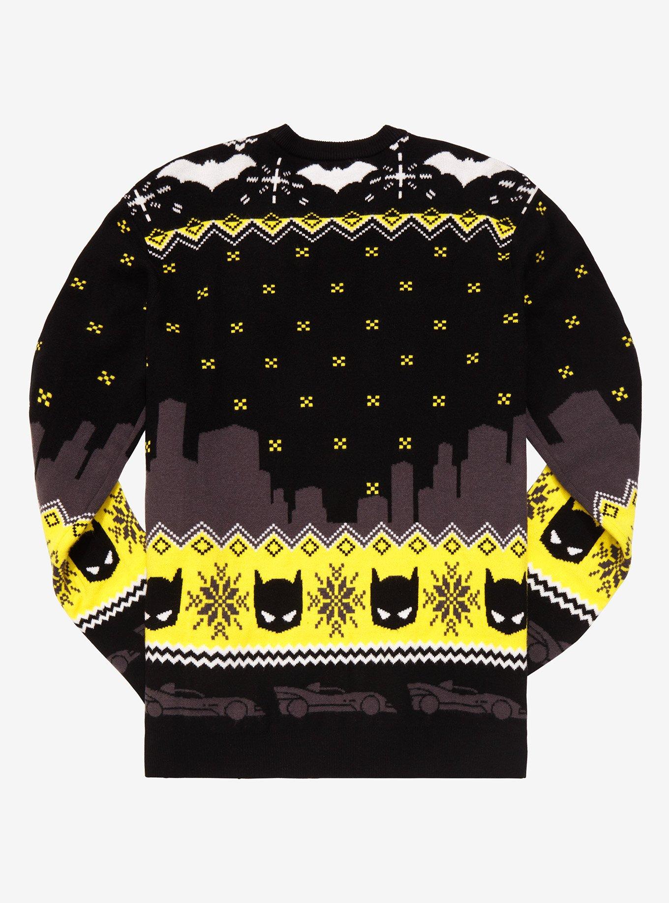 DC Comics Batman Bat Signal Sequin Holiday Sweater - BoxLunch Exclusive, BLACK, alternate