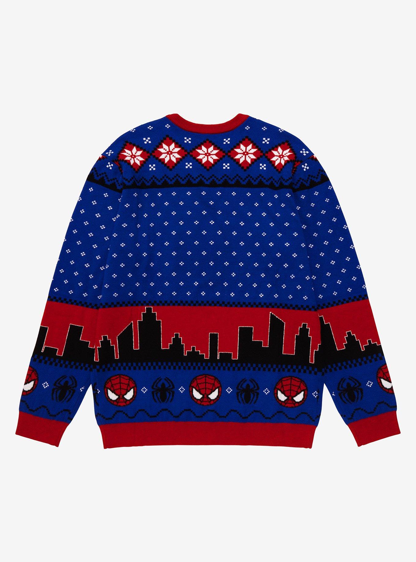 Marvel Spider-Man Chibi Spidey Holiday Sweater - BoxLunch Exclusive, BLUE, alternate