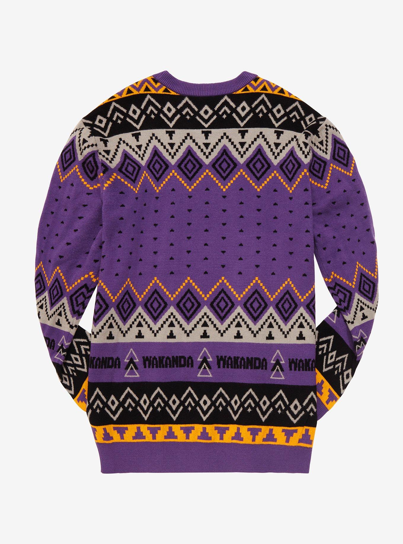 Marvel Black Panther Holiday Sweater - BoxLunch Exclusive, PURPLE, alternate