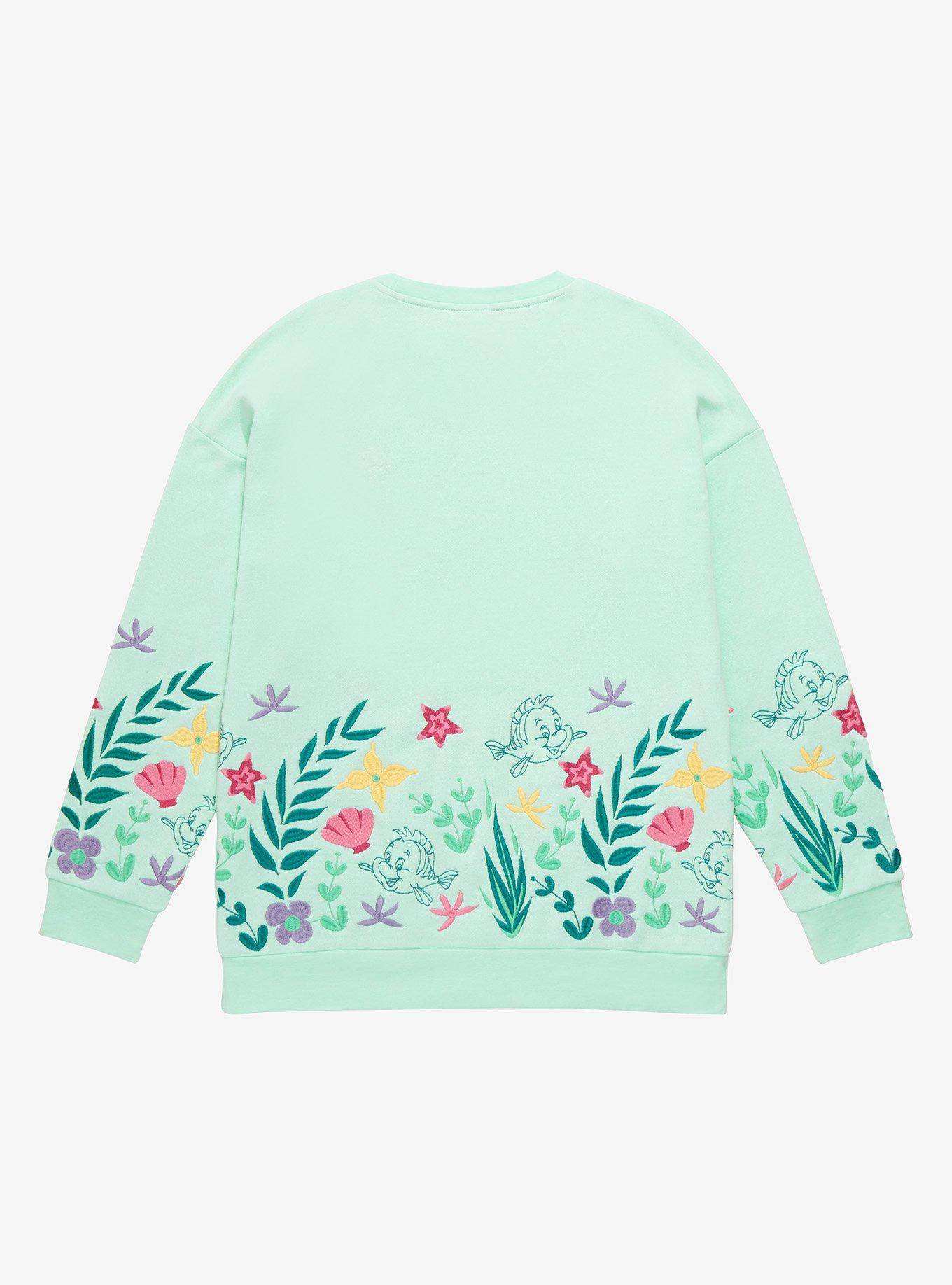 Disney The Little Mermaid Flounder Floral Sweatshirt, SEA FOAM, alternate