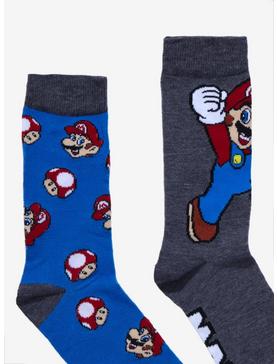 Super Mario Bros. Mushroom Mario Crew Socks 2 Pair, , hi-res