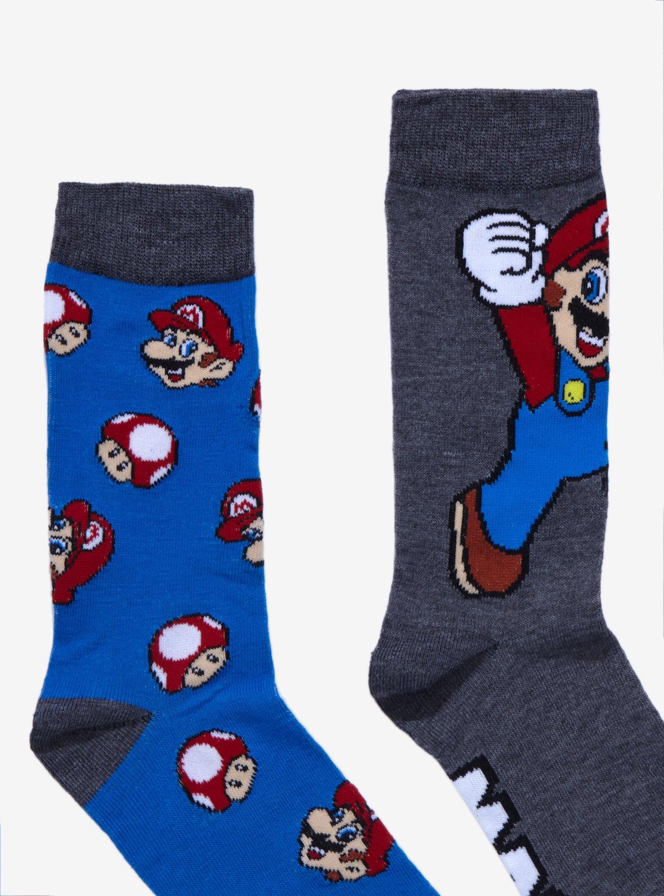 Super Mario Bros. Mushroom Mario Crew Socks 2 Pair, , alternate