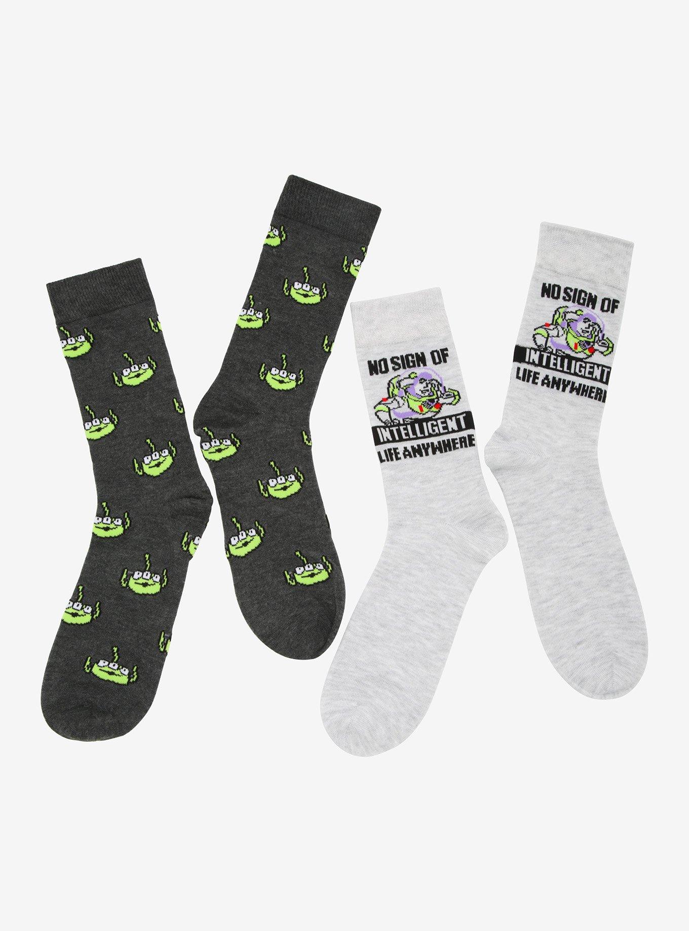 Disney Pixar Toy Story Buzz & Alien Crew Socks 2 Pair, , alternate