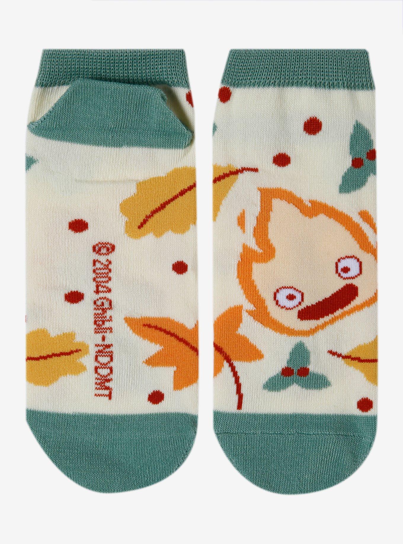 Studio Ghibli Howl's Moving Castle Calcifer Leaves No-Show Socks, , alternate