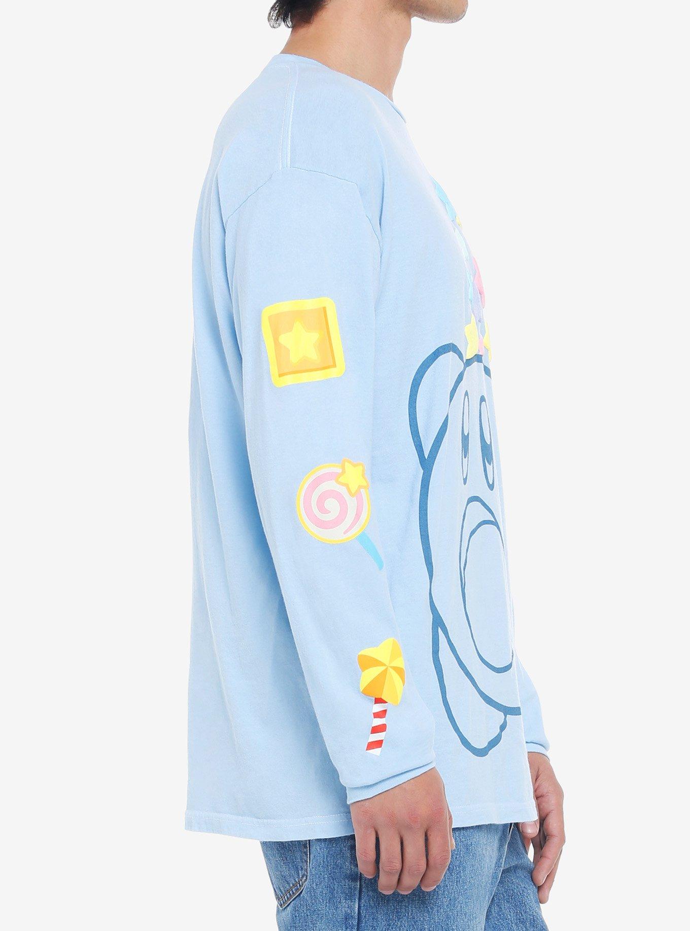 Kirby Stars Puffed Print Long-Sleeve T-Shirt, BLUE, alternate