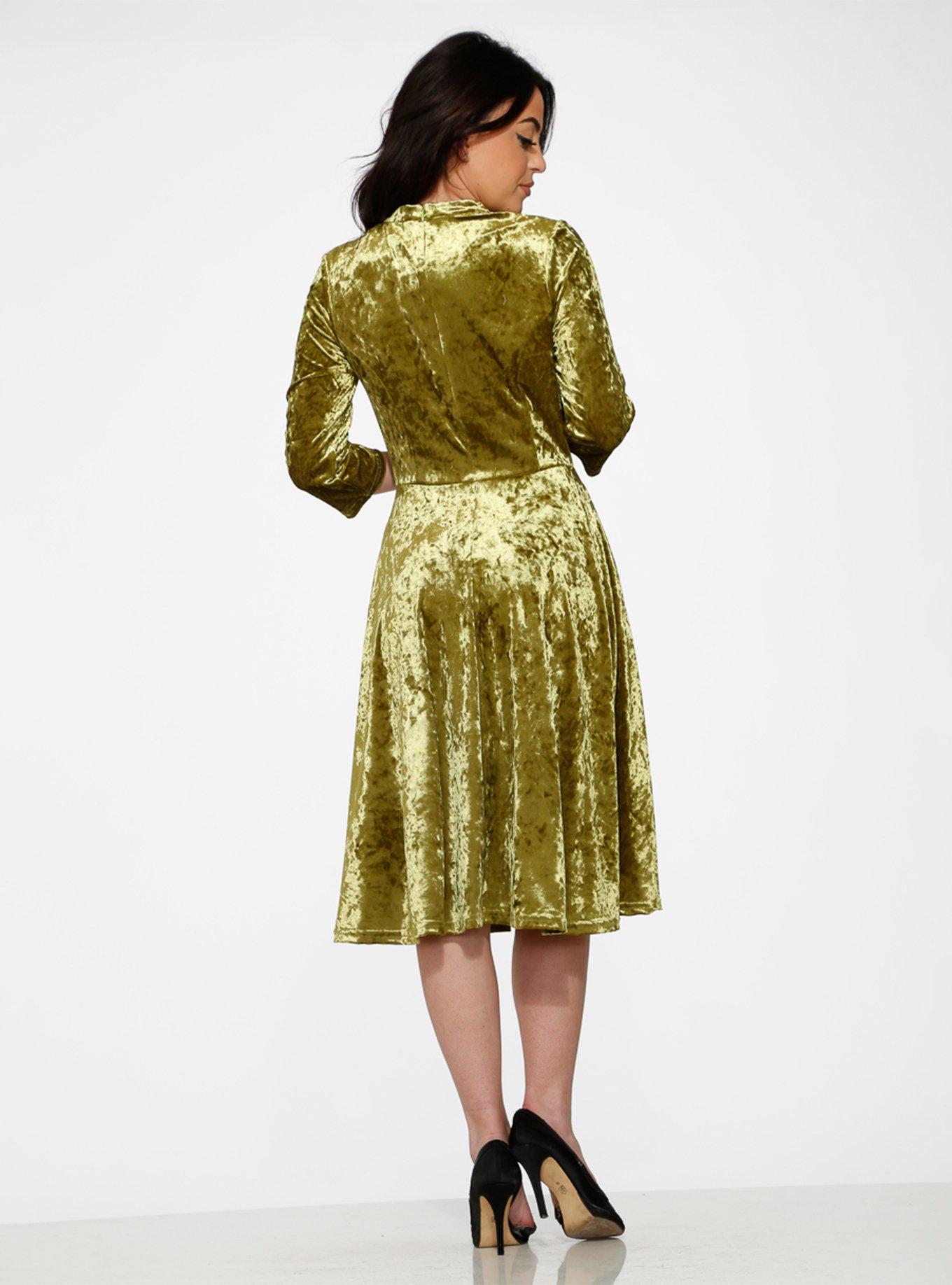 Green Velvet Dress, GREEN, alternate