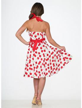 White Red Cherry Halter Dress, , hi-res