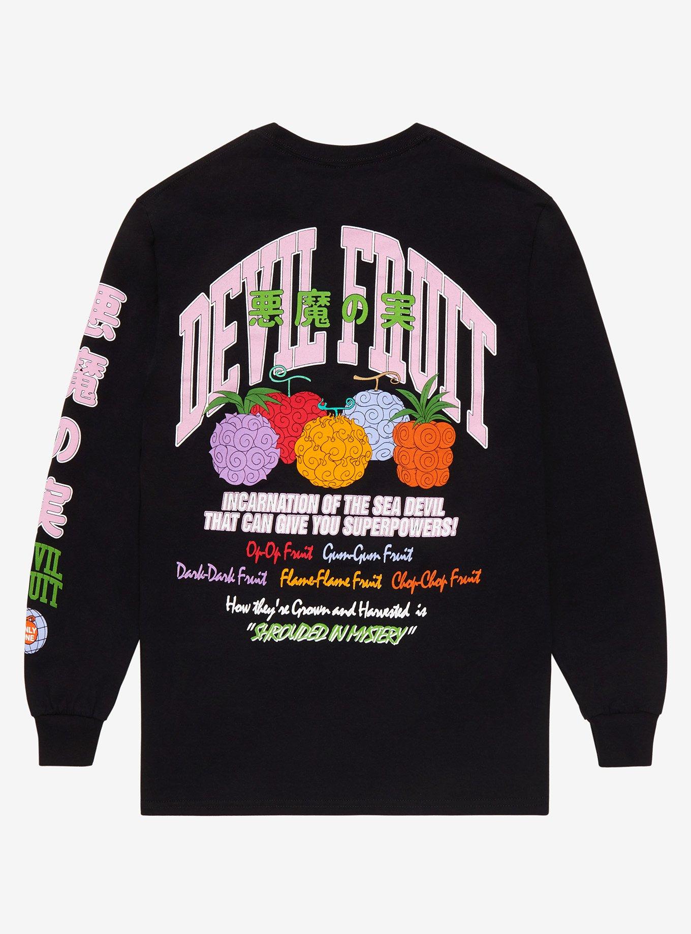 One Piece Devil Fruit Long Sleeve T-Shirt - BoxLunch Exclusive, BLACK, alternate