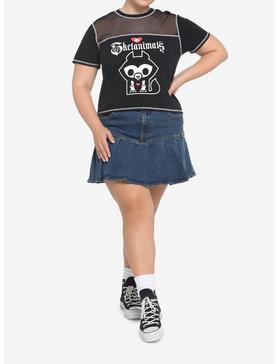 Skelanimals Mesh Shoulder Girls Crop T-Shirt Plus Size, , hi-res