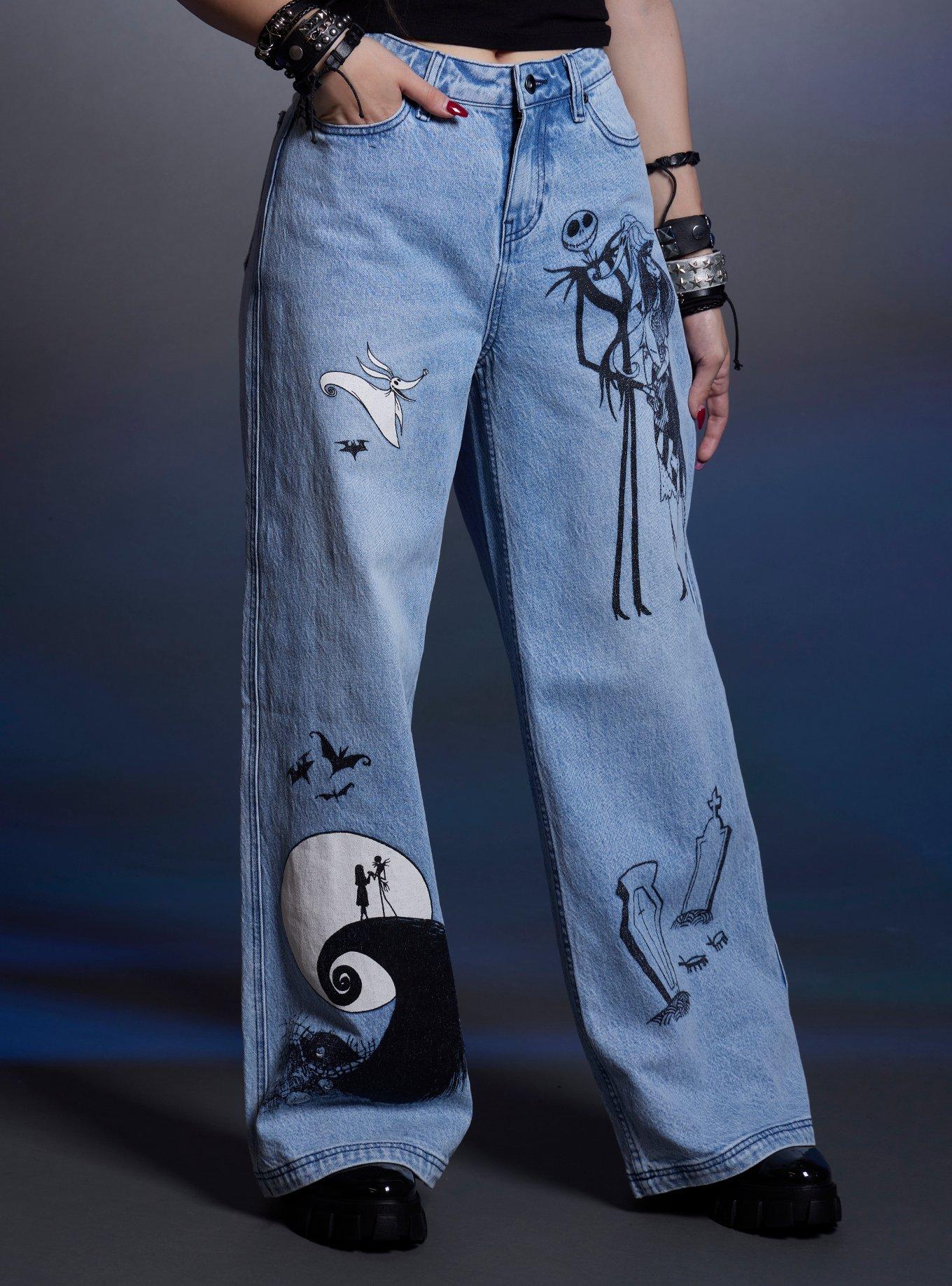 The Nightmare Before Christmas Icons Wide Leg Denim Pants, MULTI, alternate