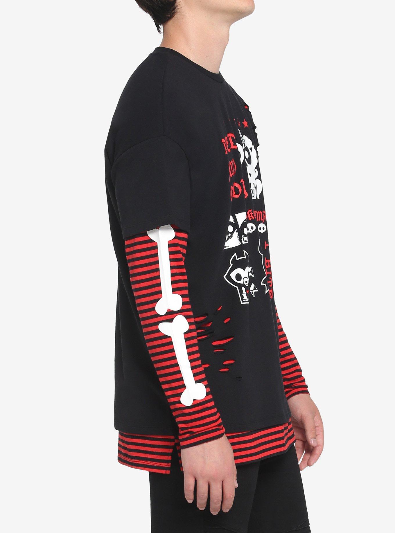 Skelanimals Stripe Bones Long-Sleeve Twofer T-Shirt, MULTI, alternate