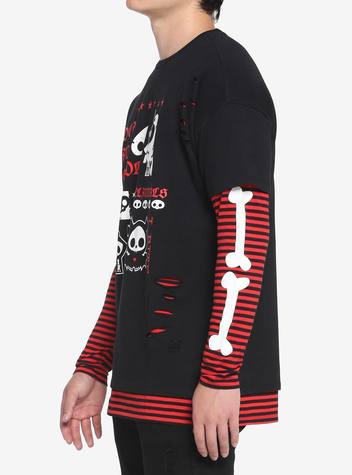 Skelanimals Stripe Bones Long-Sleeve Twofer T-Shirt, MULTI, alternate