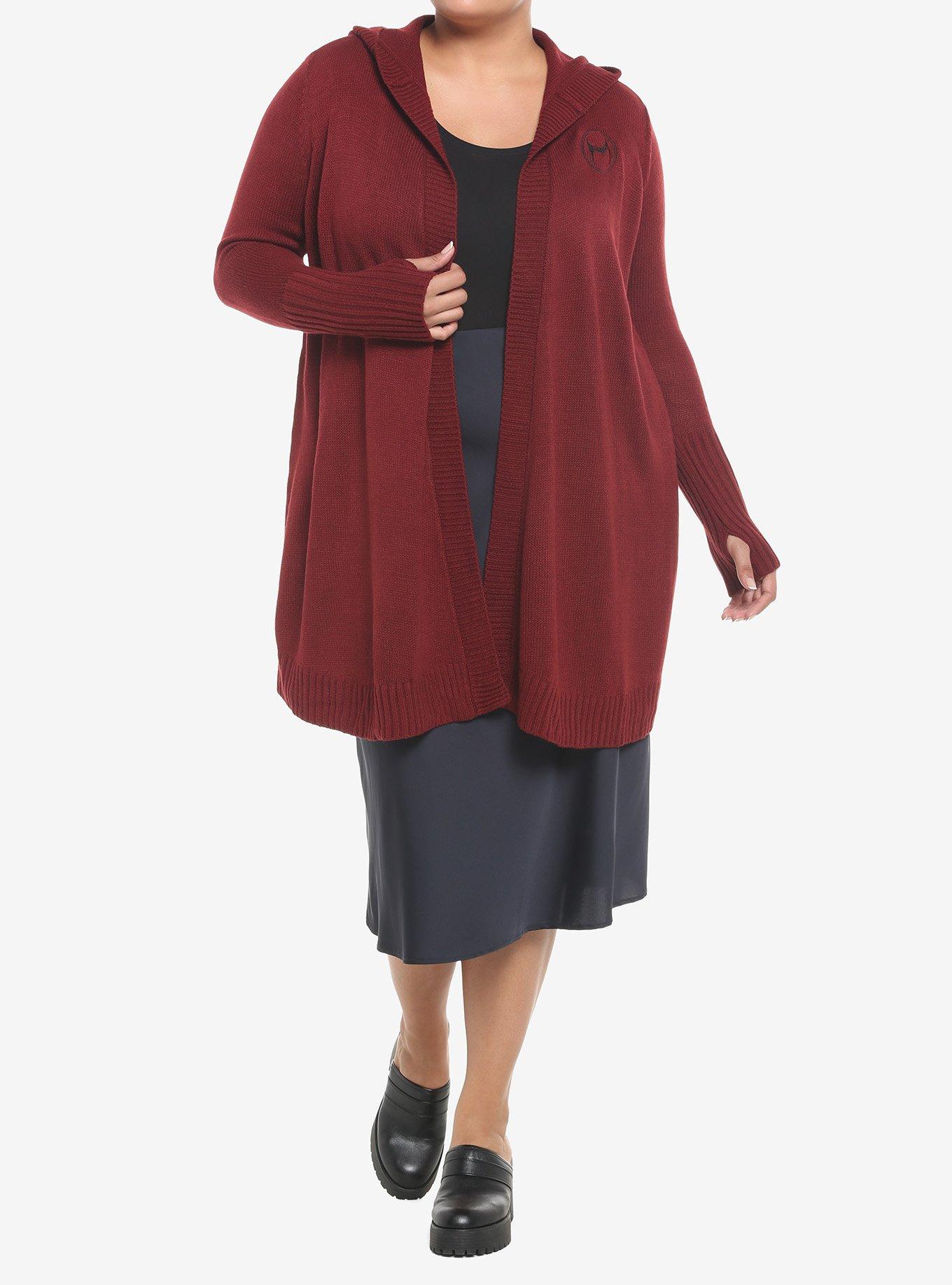 Her Universe Marvel WandaVision Scarlet Witch Hooded Cardigan Plus Size, BURGUNDY, alternate