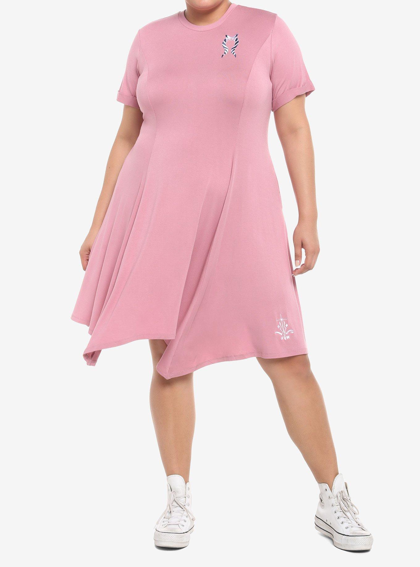 Her Universe Star Wars Ahsoka Tano T-Shirt Dress Plus Size, ROSE, alternate