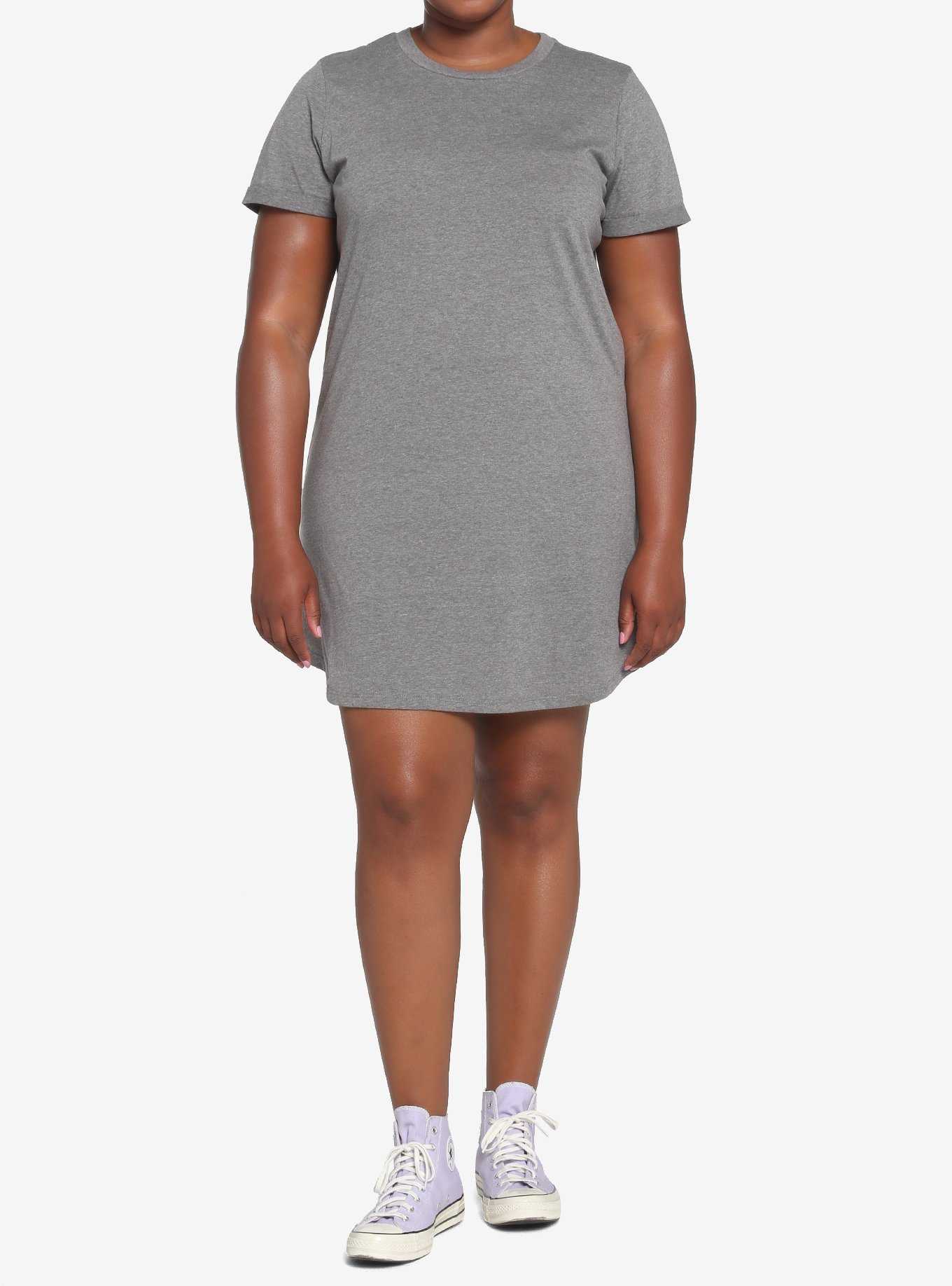 Heather Grey T-Shirt Dress Plus Size, , hi-res