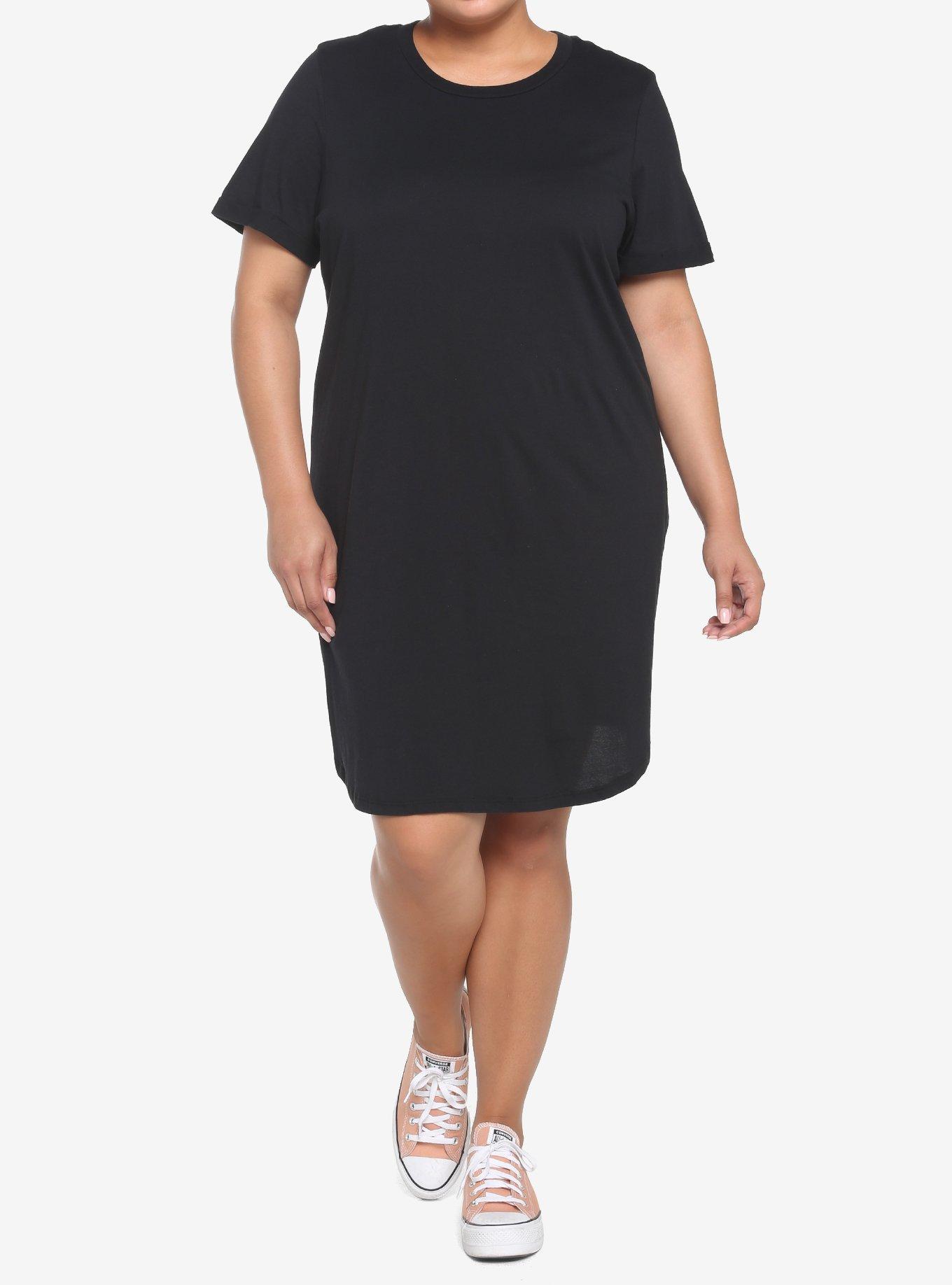 Black T-Shirt Dress Plus Size, , hi-res