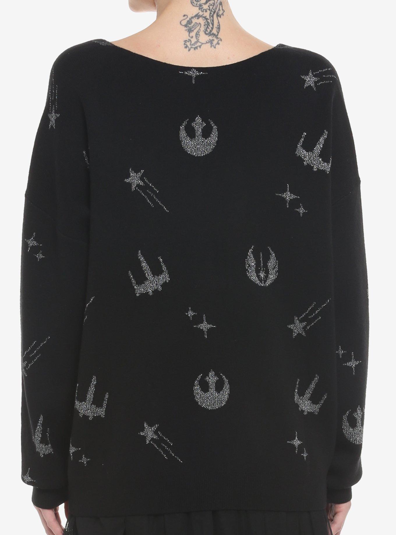 Her Universe Star Wars Silver Icons V-Neck Sweater Plus Size, BLACK  SILVER, alternate