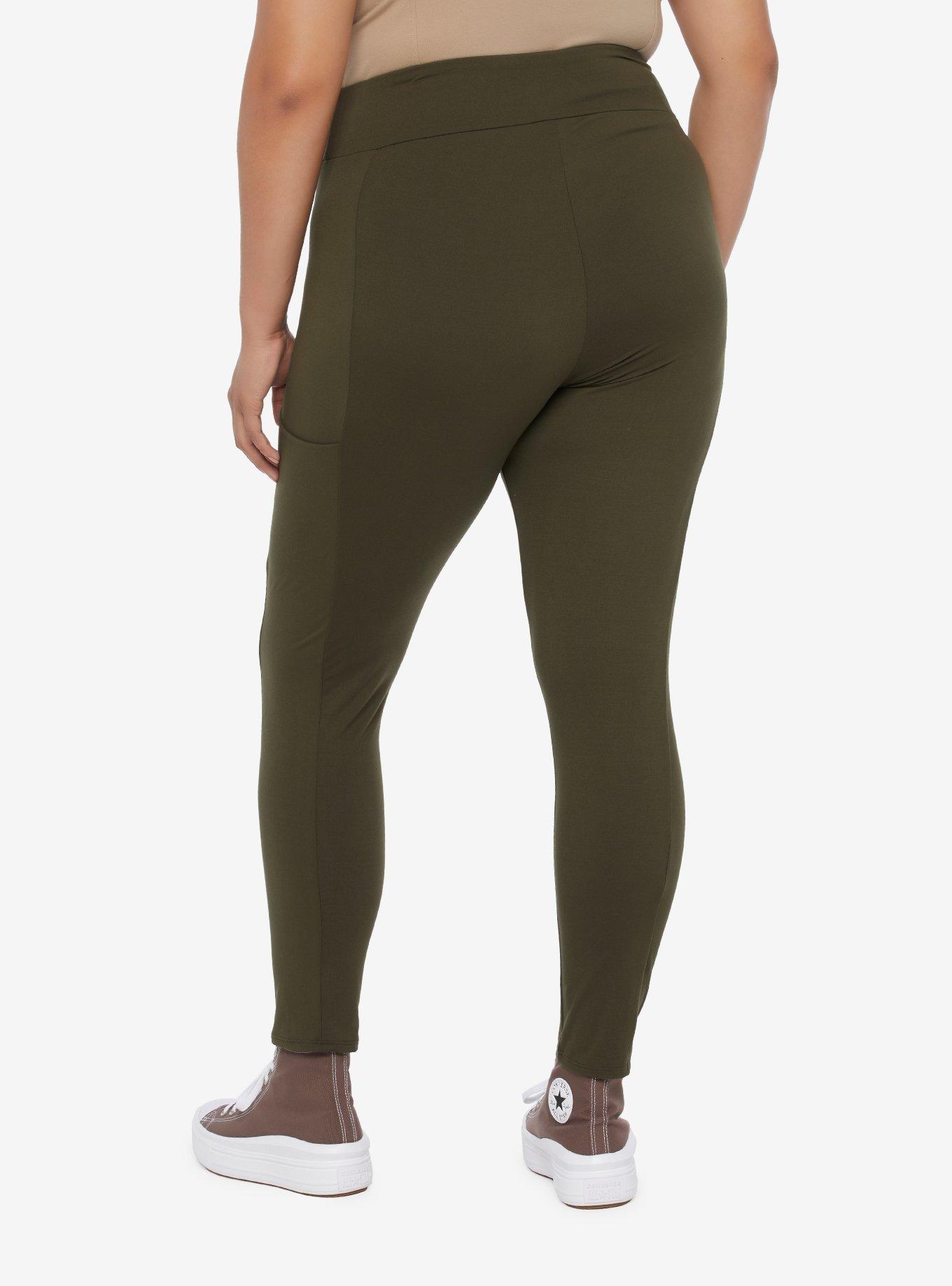 Olive Leggings Plus Size, GREEN, alternate