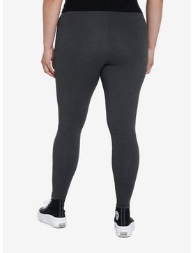 Charcoal Grey Leggings With Pocket Plus Size, , hi-res
