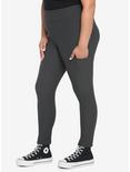 Charcoal Grey Leggings With Pocket Plus Size, CHARCOAL  GREY, alternate