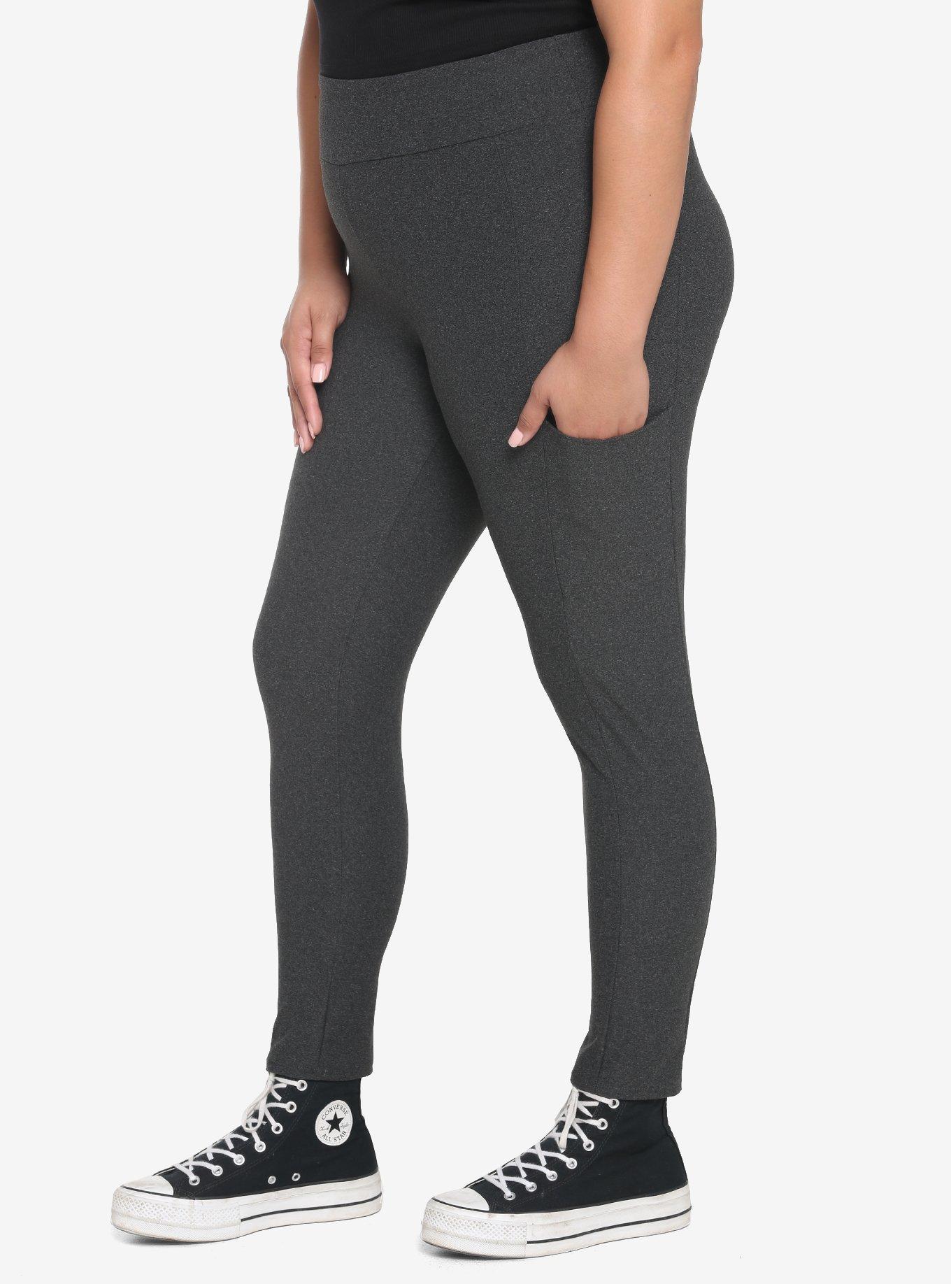 Charcoal Grey Leggings Plus Size, CHARCOAL  GREY, alternate