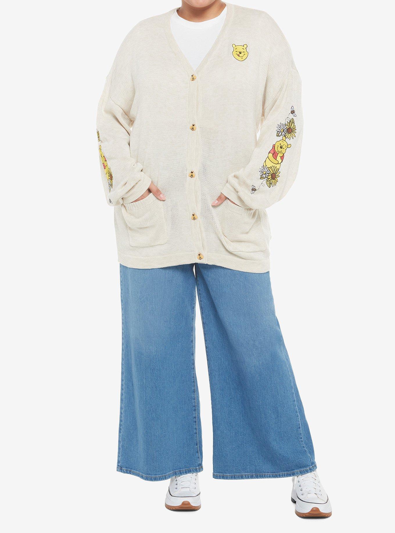 Disney Winnie The Pooh Embroidered Oversized Cardigan Plus Size, OATMEAL, alternate