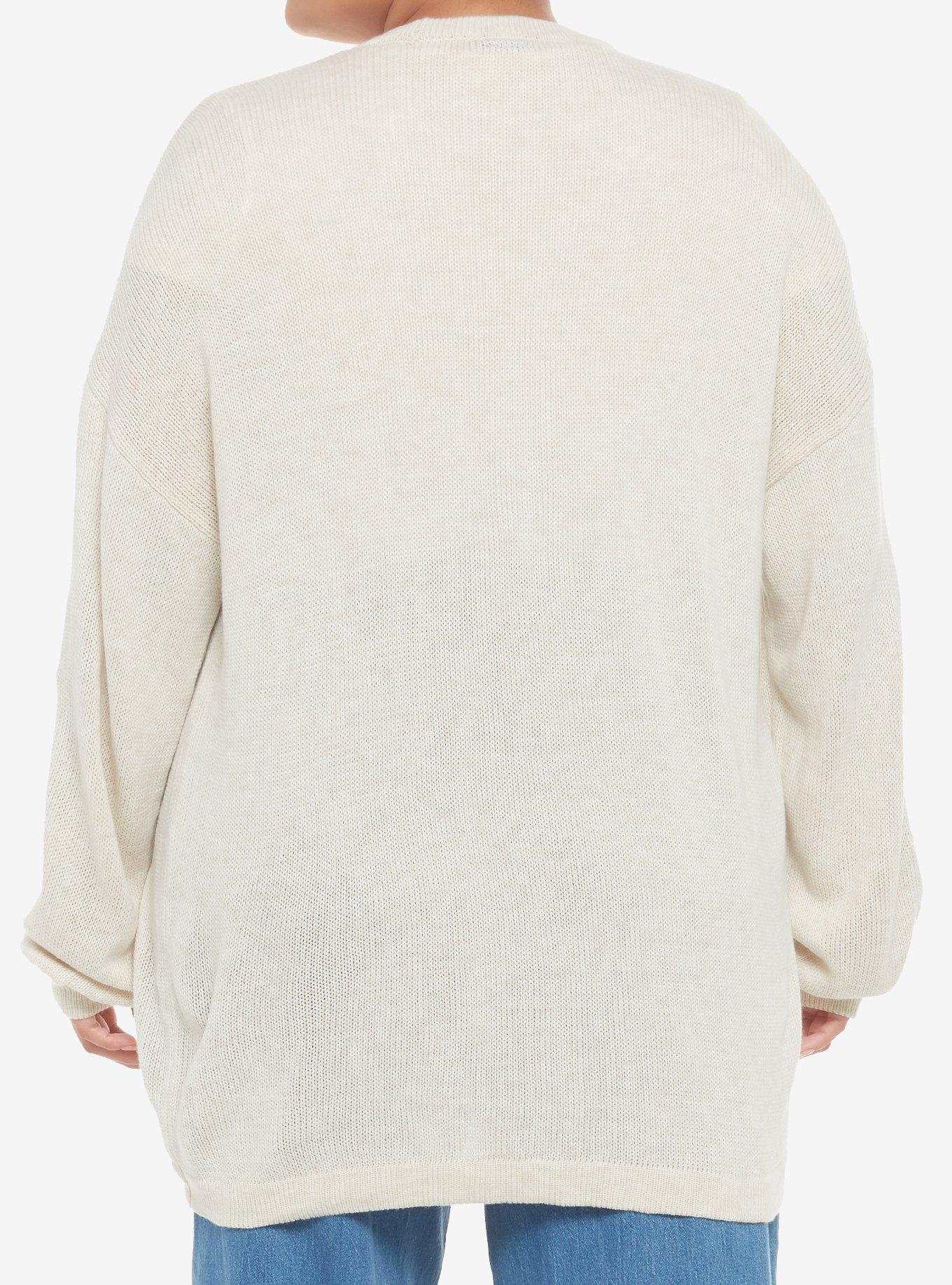 Disney Winnie The Pooh Embroidered Oversized Cardigan Plus Size, OATMEAL, alternate