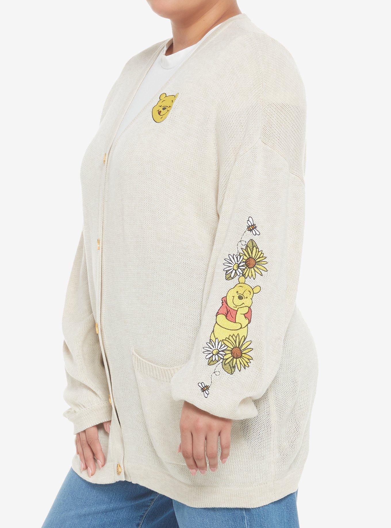 Disney Winnie The Pooh Embroidered Oversized Cardigan Plus Size, OATMEAL, alternate