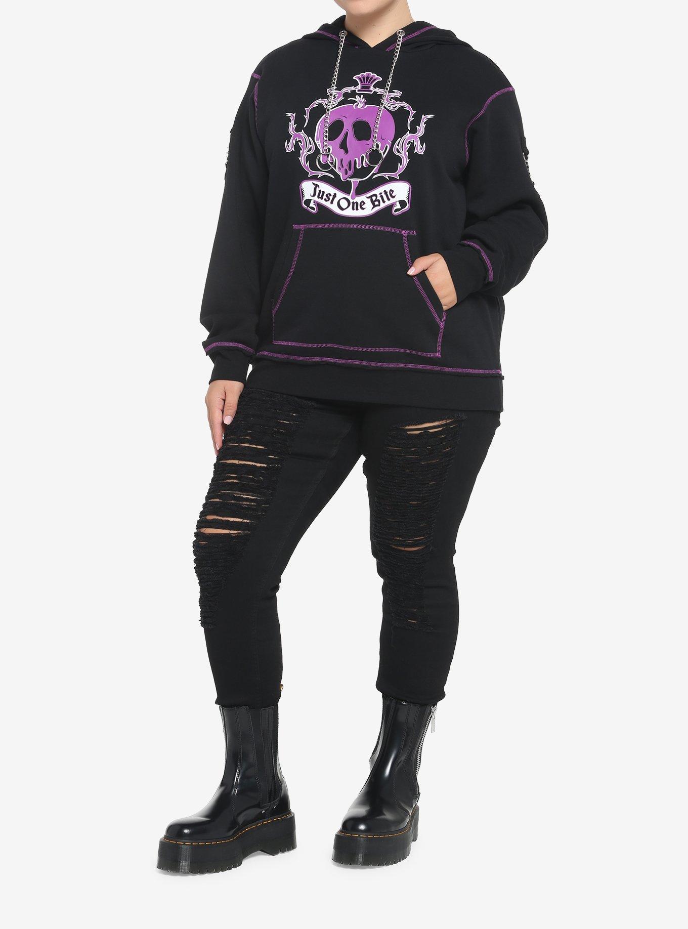 Disney Villains Snow White And The Seven Dwarfs Just One Bite Hoodie Plus Size, BLACK  PURPLE, alternate