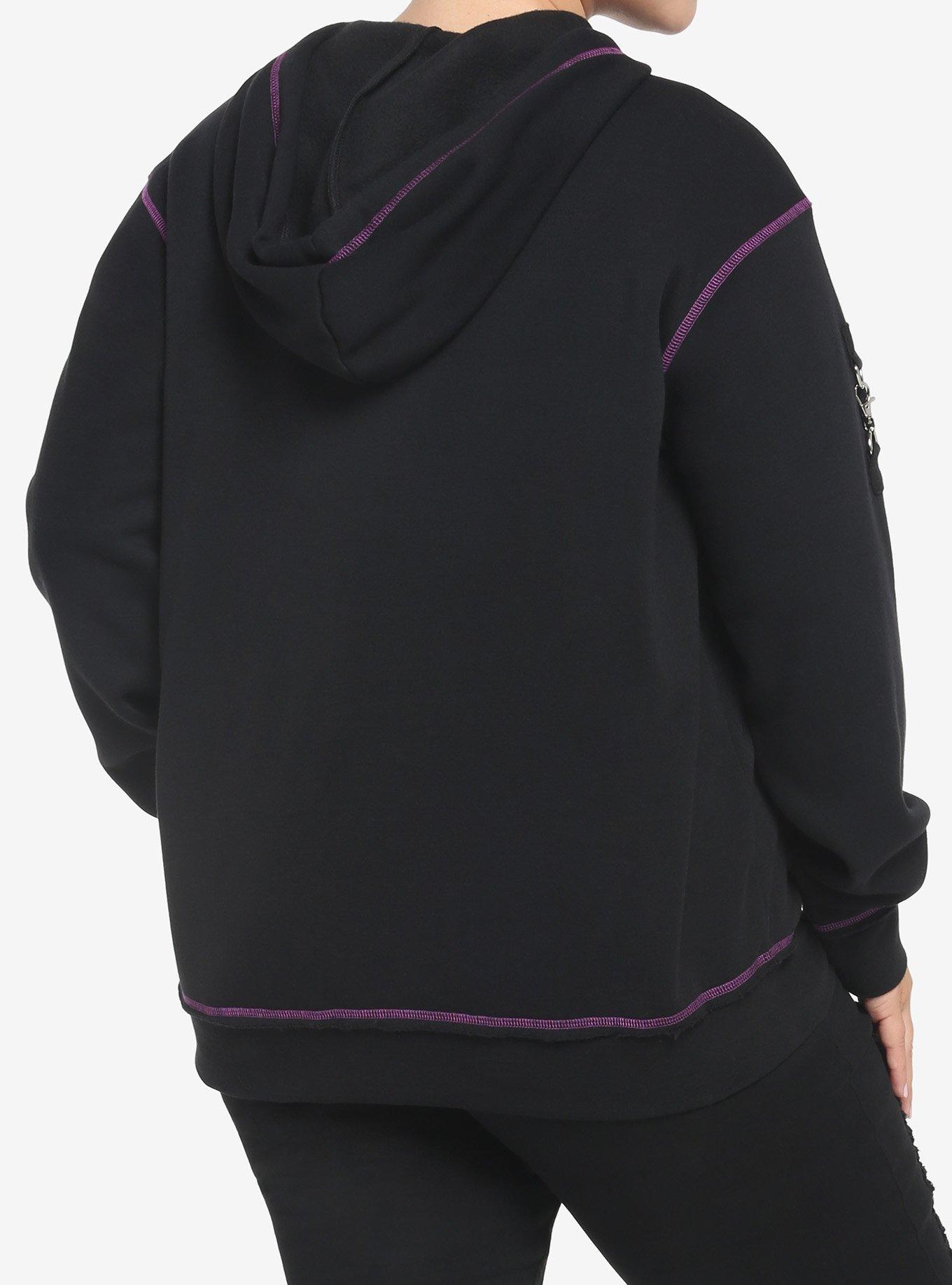Disney Villains Snow White And The Seven Dwarfs Just One Bite Hoodie Plus Size, BLACK  PURPLE, alternate