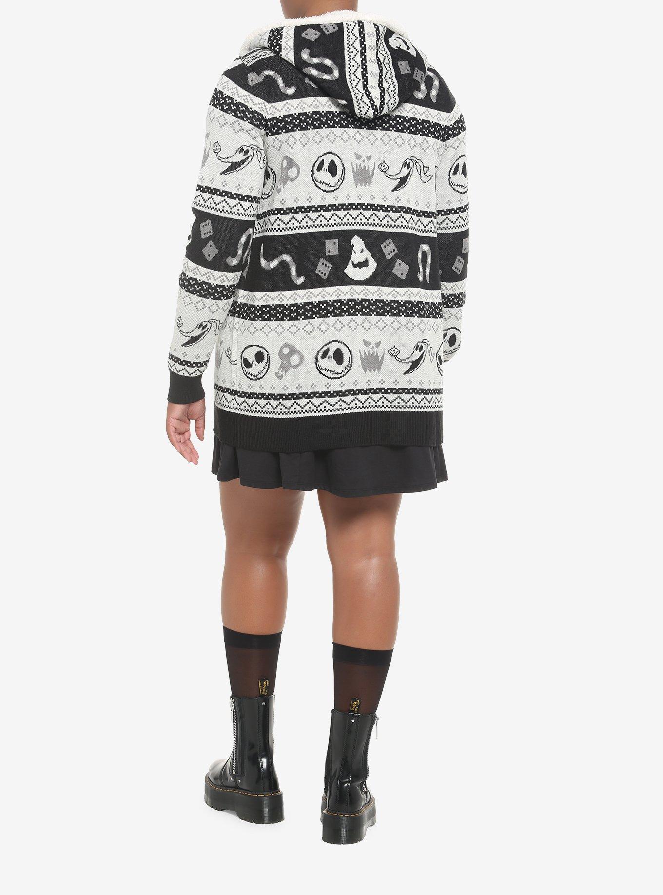 The Nightmare Before Christmas Fair Isle Sherpa Cardigan Plus Size, FAIR ISLE, alternate