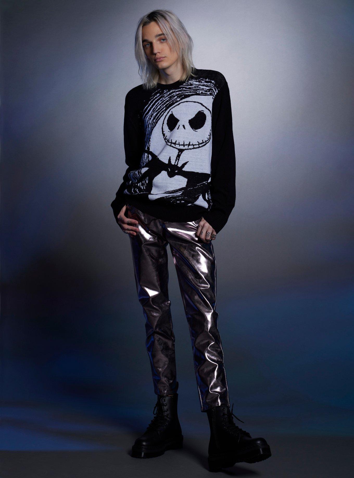 The Nightmare Before Christmas Jack Intarsia Sweater, BLACK  WHITE, alternate