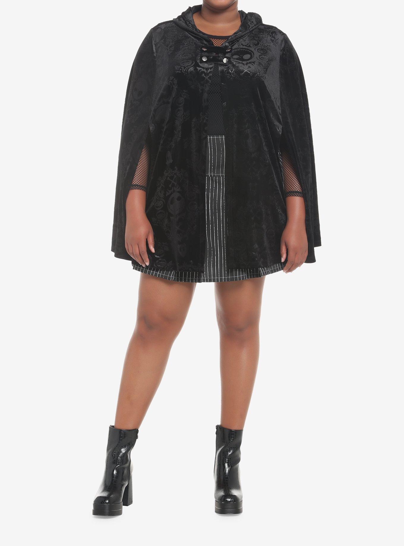 The Nightmare Before Christmas Jack Velvet Hooded Cape Plus Size, DEEP BLACK, alternate