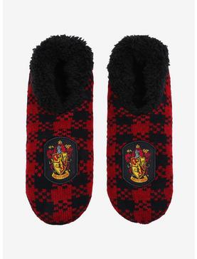 Plus Size Harry Potter Gryffindor Crest Plaid Slipper Socks - BoxLunch Exclusive, , hi-res