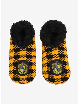 Harry Potter Hufflepuff Plaid Fleece Slipper Socks - BoxLunch Exclusive, , hi-res