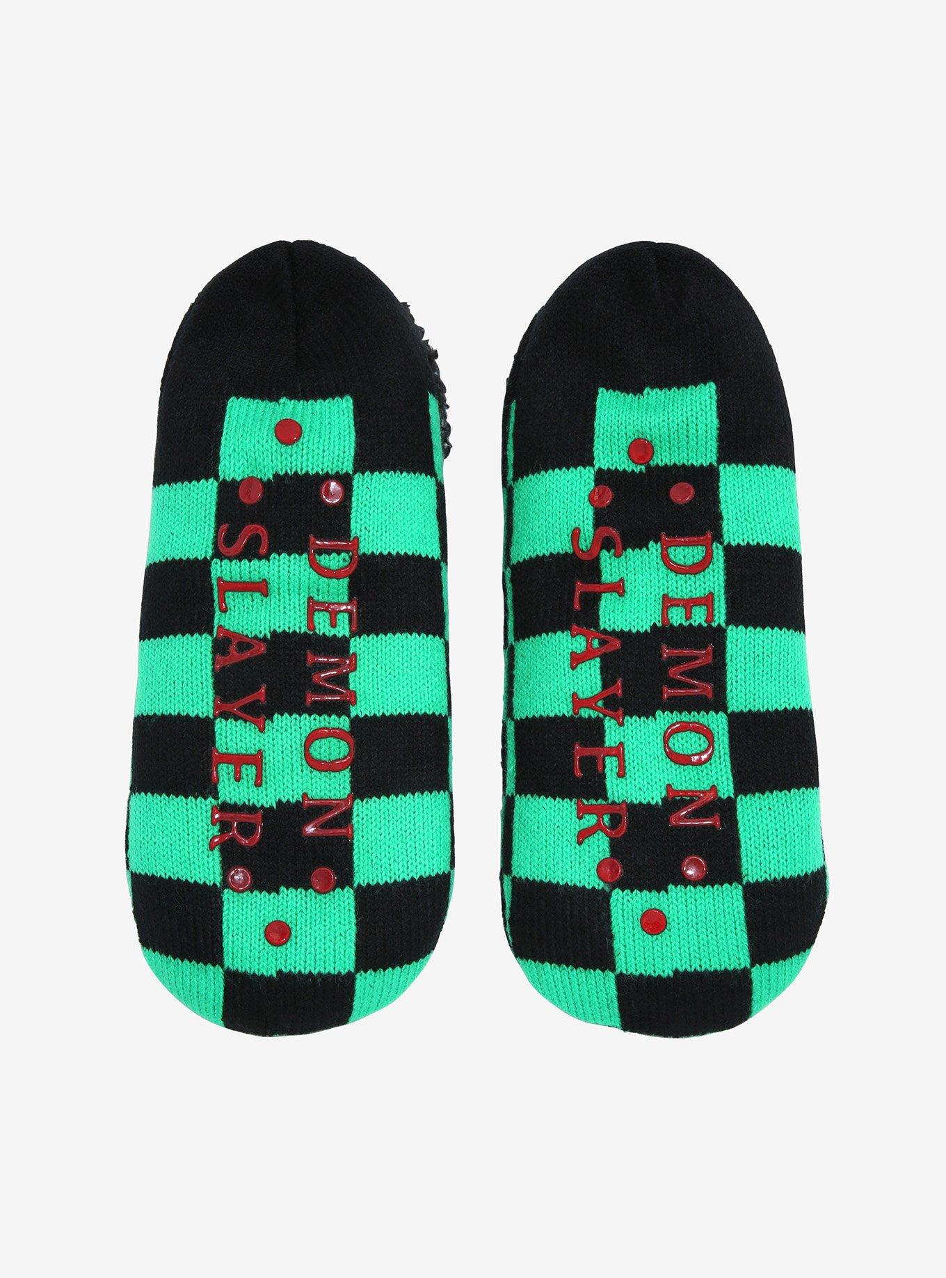 Demon Slayer: Kimetsu no Yaiba Tanjiro Kamado Hanafuda Earring Slipper Socks - BoxLunch Exclusive, , alternate