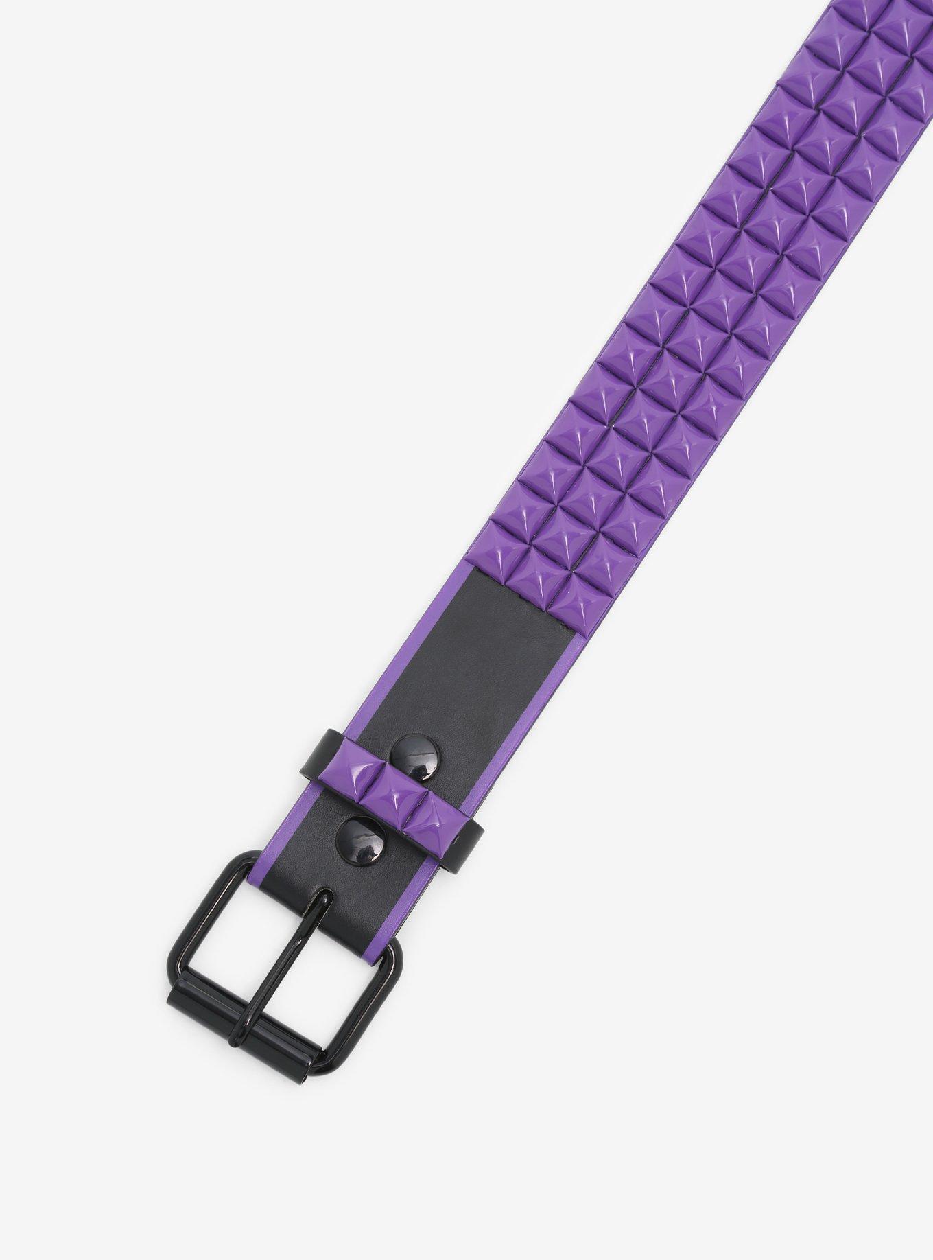 Black & Purple Pyramid Stud Belt, BLACK, alternate