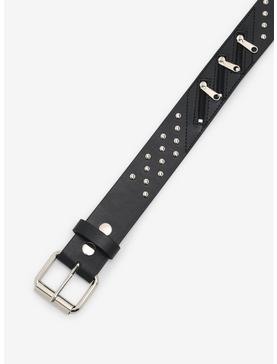 Black Zipper Stud Belt, , hi-res