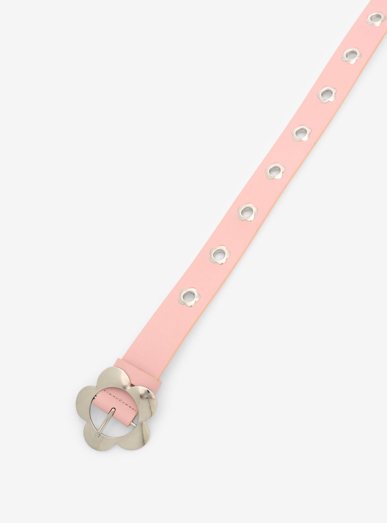 Pink Daisy Grommet Belt, PINK, alternate
