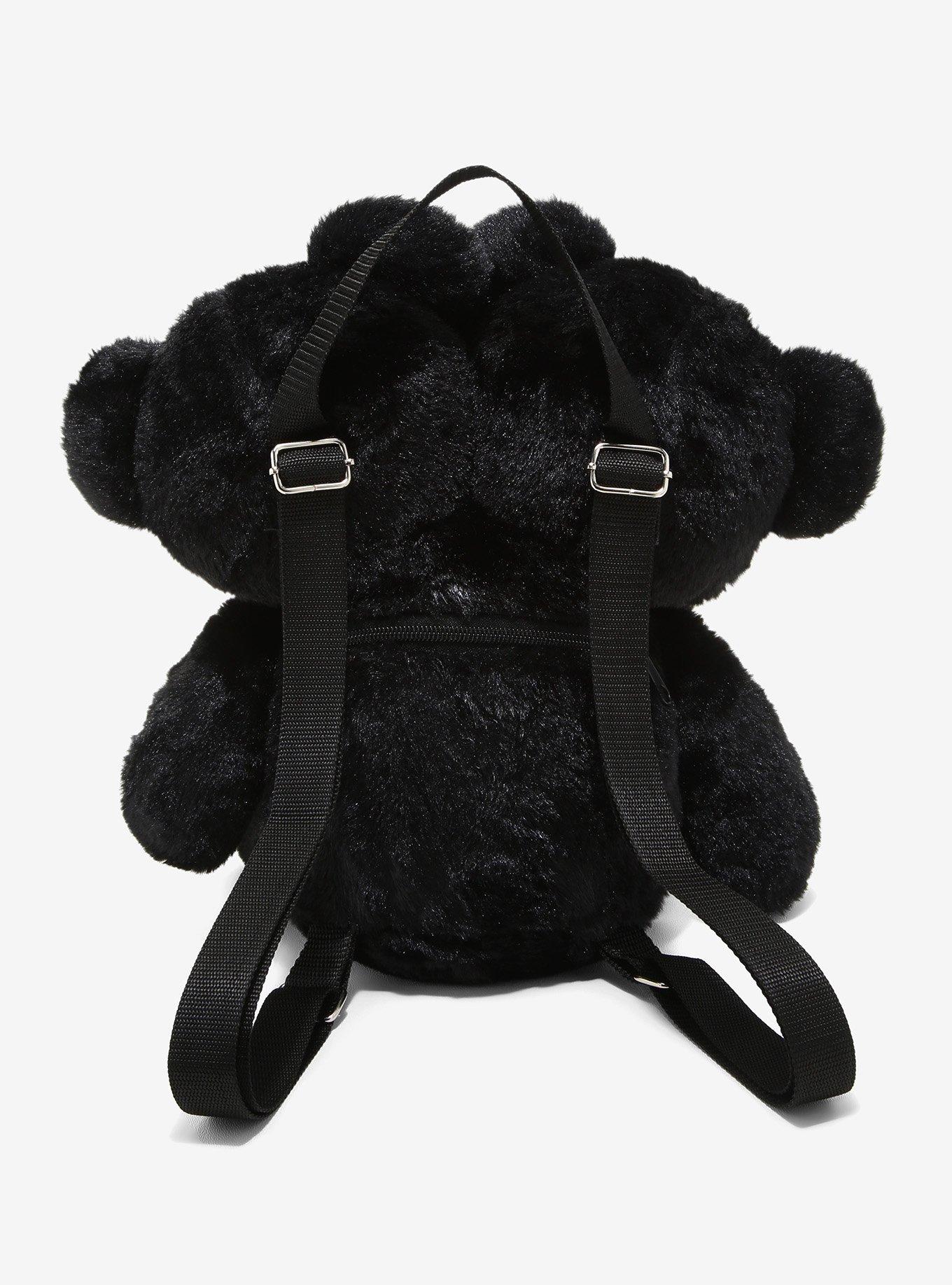 Black Double-Headed Teddy Bear Plush Backpack