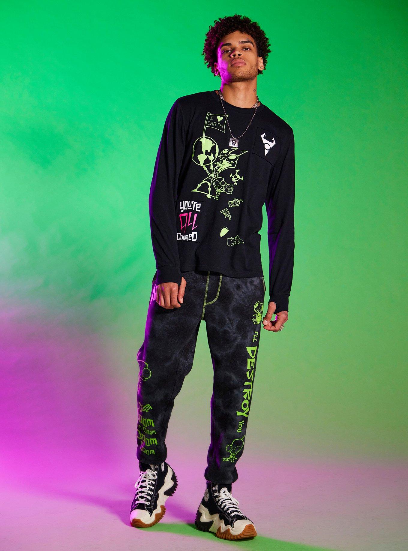 Invader Zim Doom Patch Long-Sleeve T-Shirt, BLACK, alternate