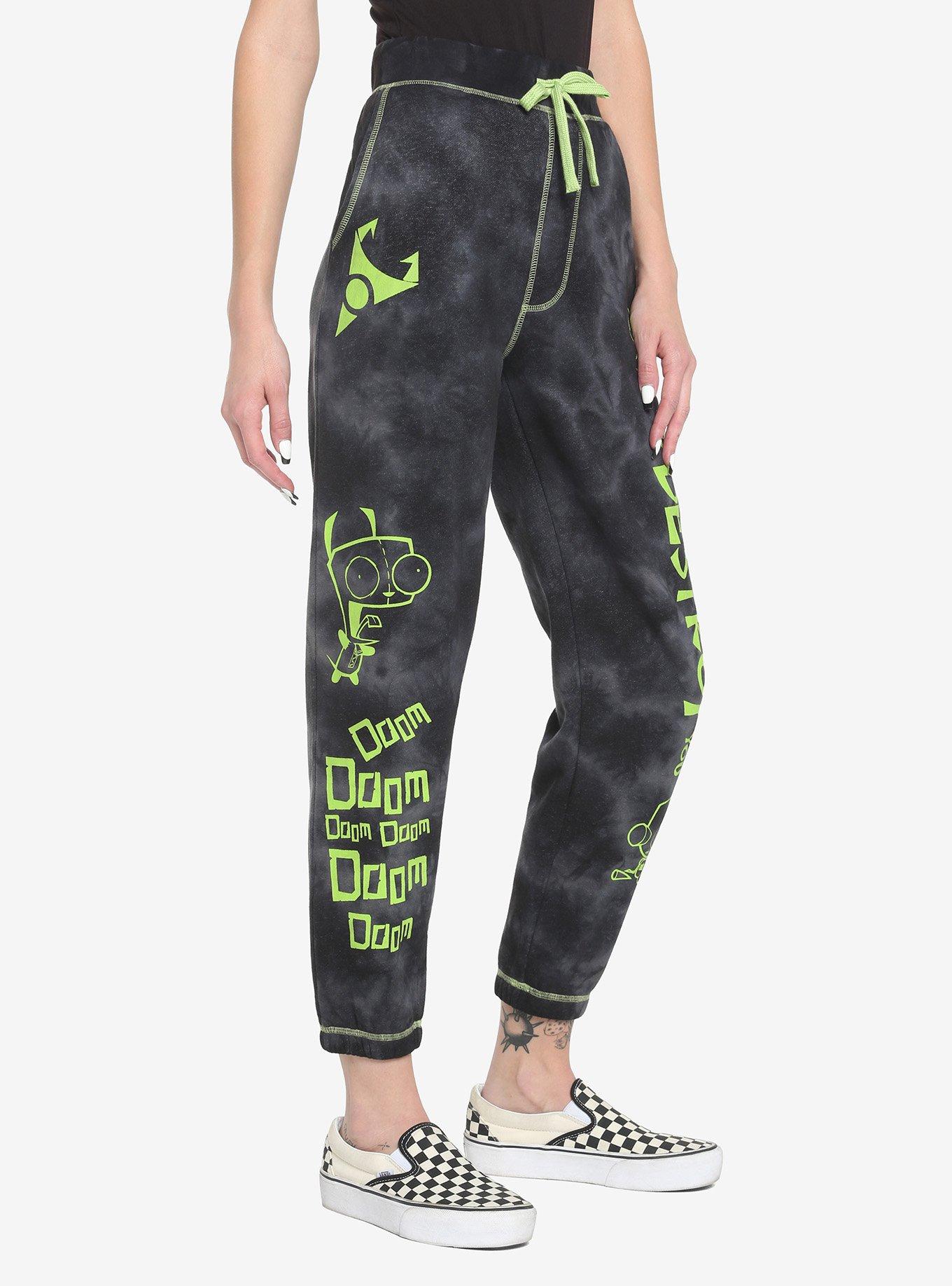 Invader Zim Doom Destroy Dark Wash Girls Sweatpants, BLACK, alternate