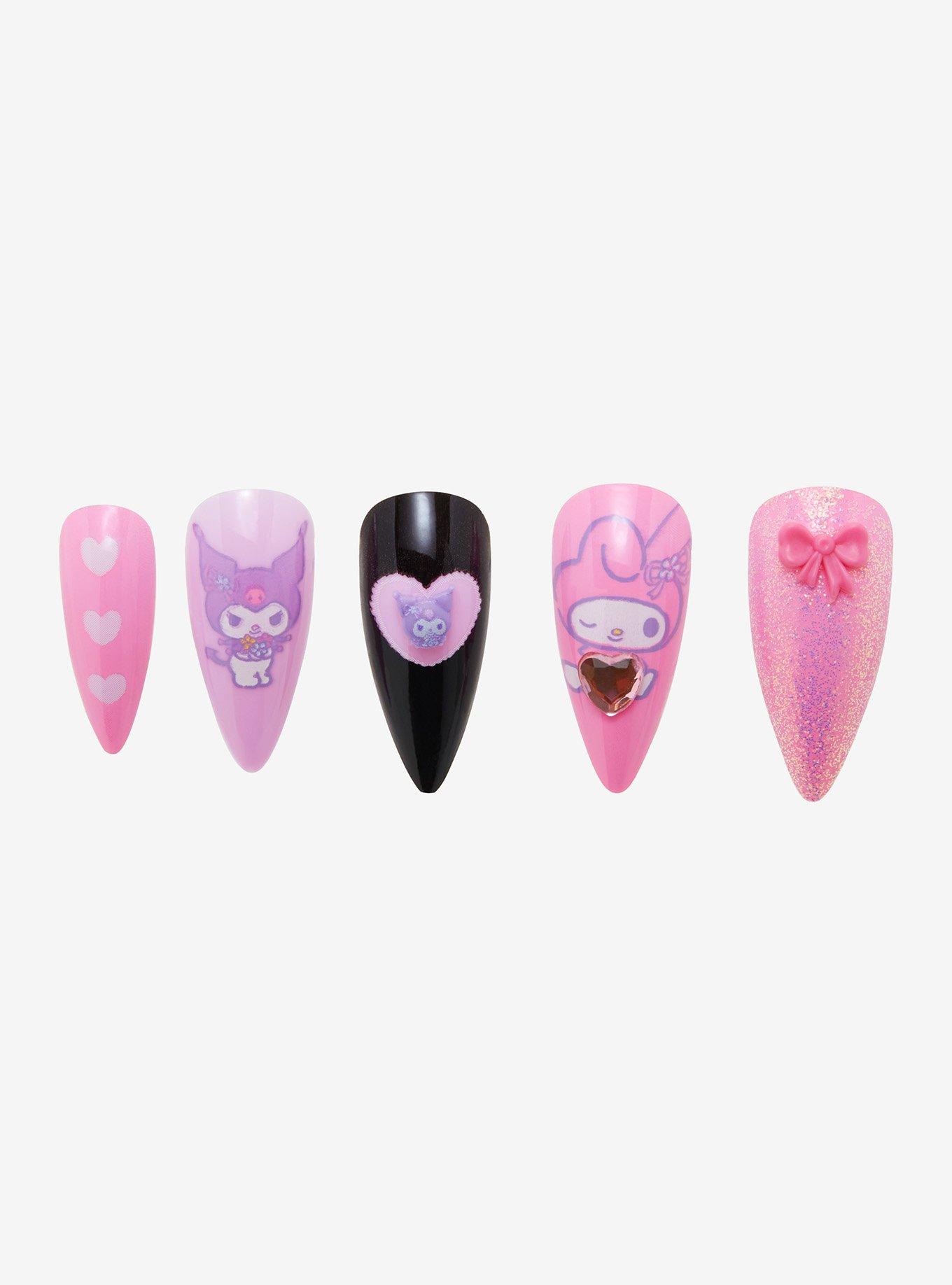 My Melody & Kuromi Bows Faux Nail Set, , alternate