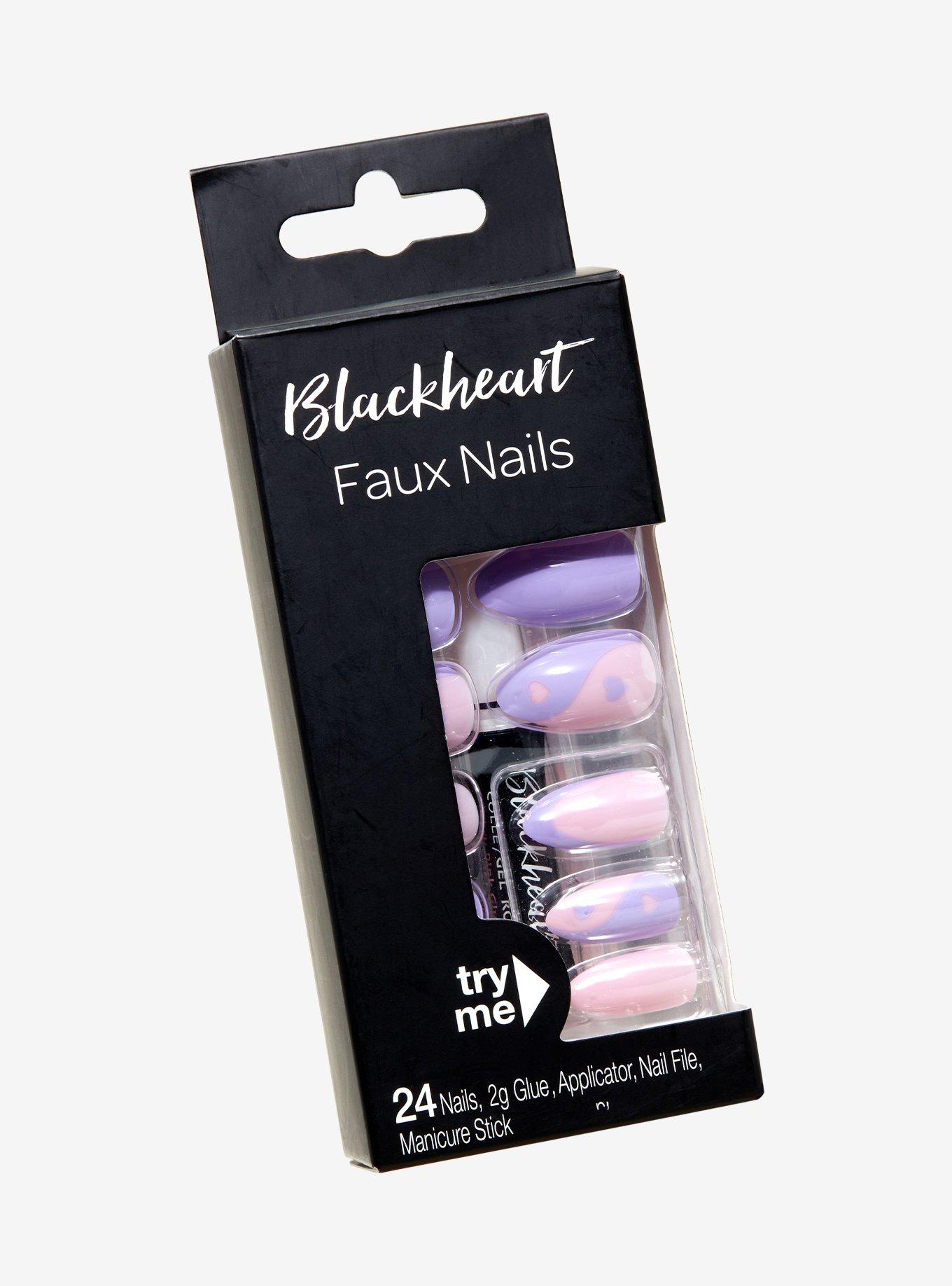 Pink & Purple Yin-Yang Faux Nail Set, , alternate