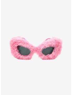 Bubblegum Pink Fuzzy Sunglasses, , hi-res
