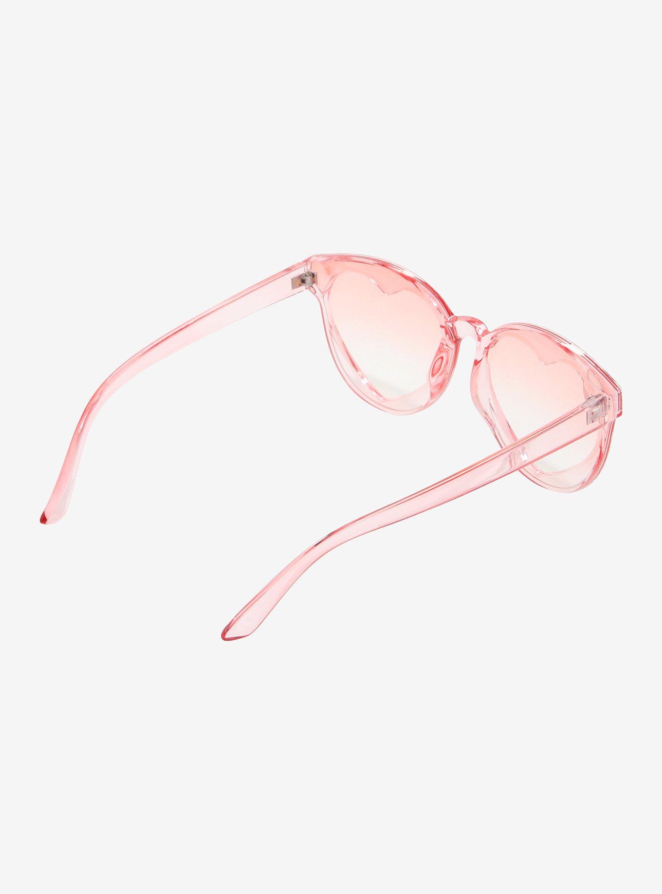Pastel Pink Heart Cutout Sunglasses, , alternate