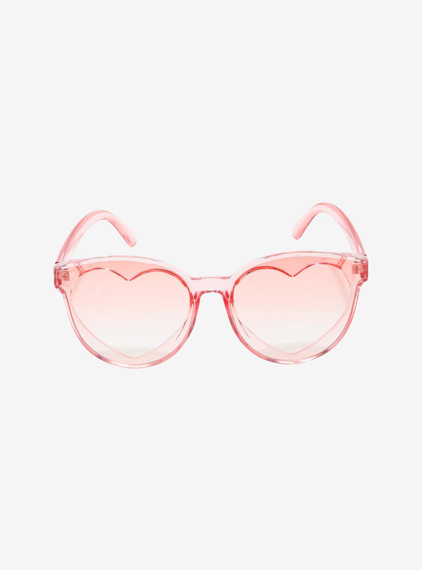 Pastel Pink Heart Cutout Sunglasses, , alternate