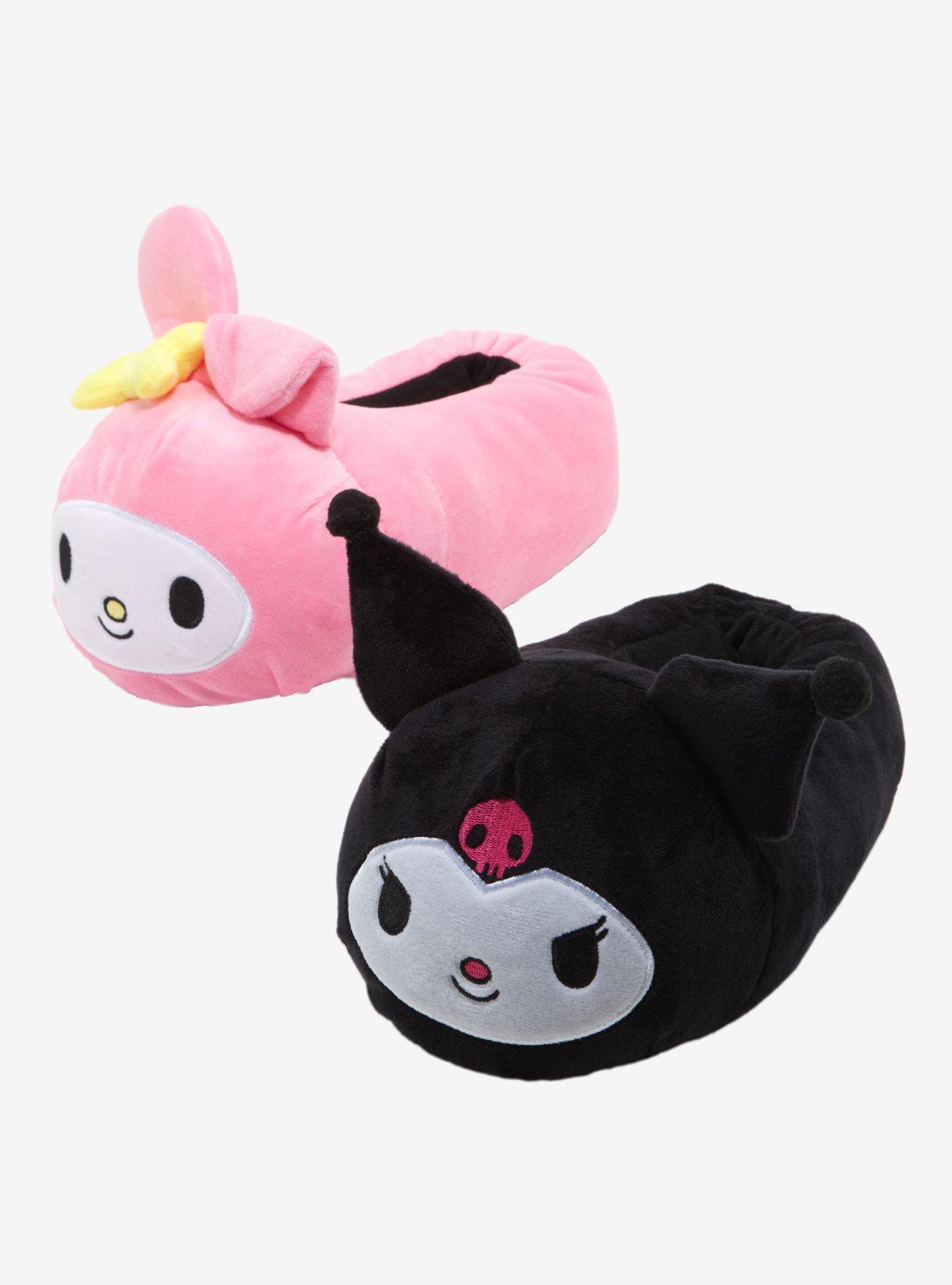 My Melody & Kuromi Mismatch Plush Slippers, MULTI, alternate