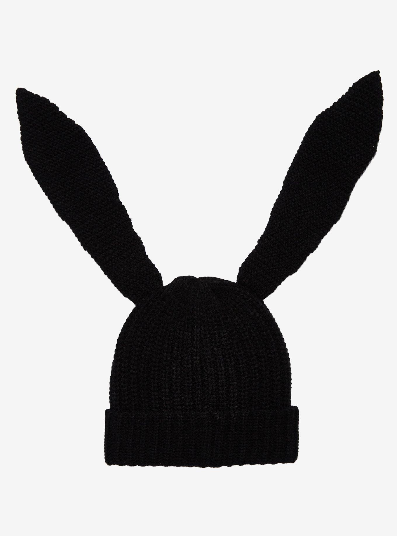 Black Bunny Ears Beanie, , alternate